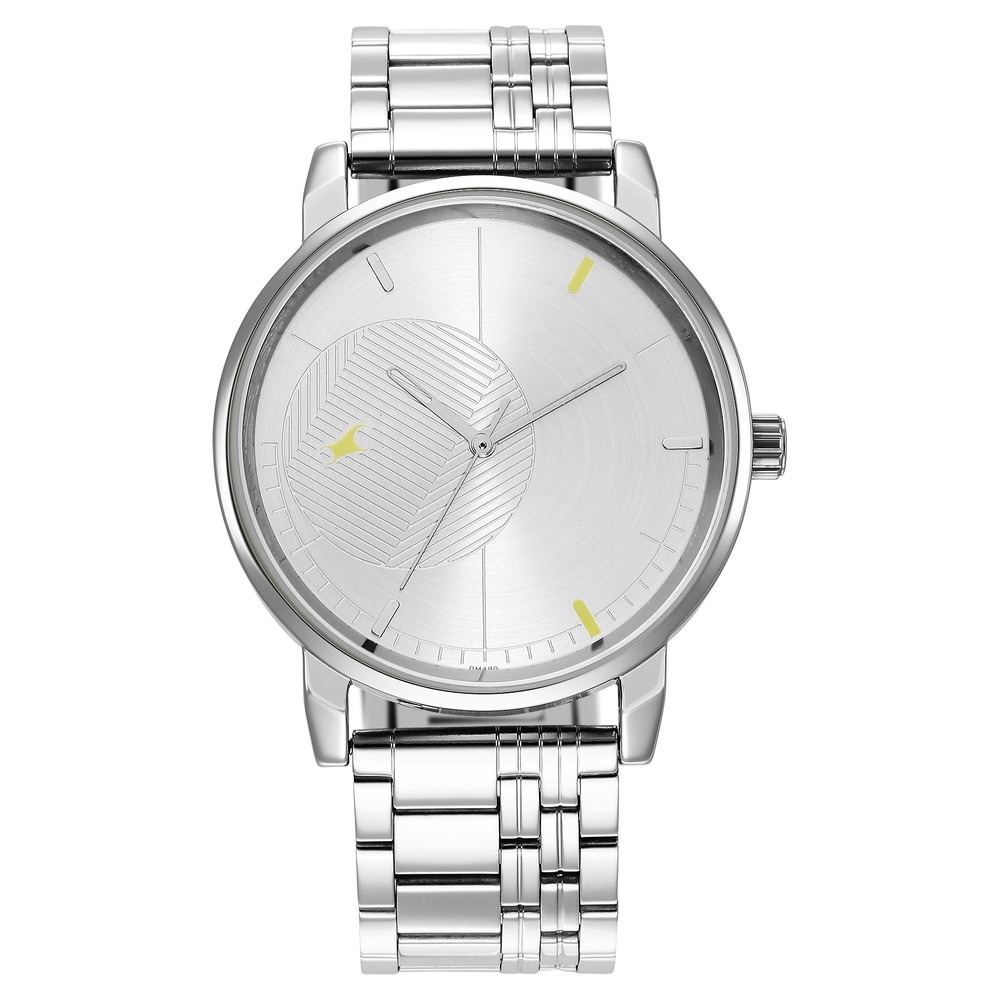 Fastrack Stunners Quartz Analog Silver Dial Metal Strap Watch for Guys (3278SM02)