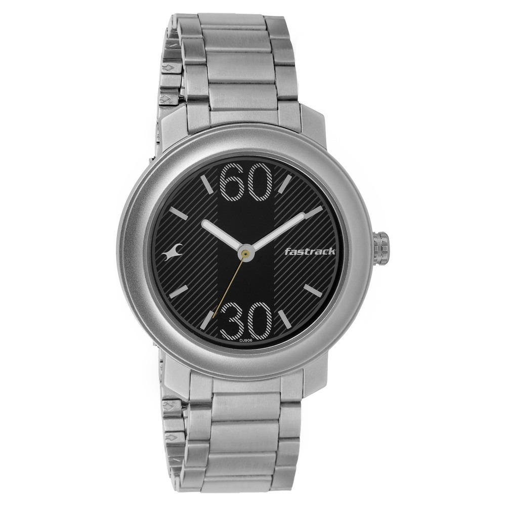 Fastrack Quartz Analog Black Dial Stainless Steel Strap Watch for Guys (3222SM02)